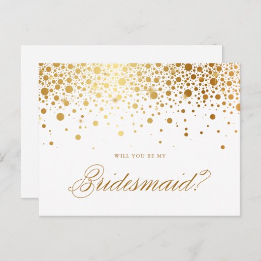 Faux Gold Foil Confetti zal je mijn Bridesmaid zij Uitnodiging Briefkaart (Voorkant / Achterkant)