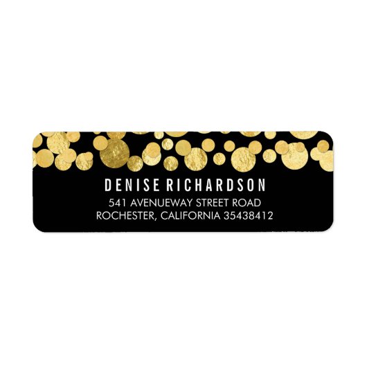 Faux Gold Foil Confetti Zwart Etiket (Voorkant)