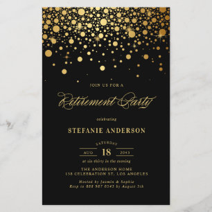 Faux Gold Foil Confetti Zwart Pensioen Uitnodigen