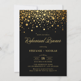Faux Gold Foil Confetti | Zwart repetitief diner Kaart