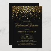 Faux Gold Foil Confetti | Zwart repetitief diner Kaart (Voorkant / Achterkant)