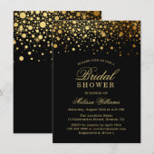 Faux Gold Foil Confetti | Zwart Vrijgezellenfeest Kaart (Voorkant / Achterkant)