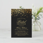 Faux Gold Foil Confetti | Zwart Vrijgezellenfeest Kaart (Staand voorkant)