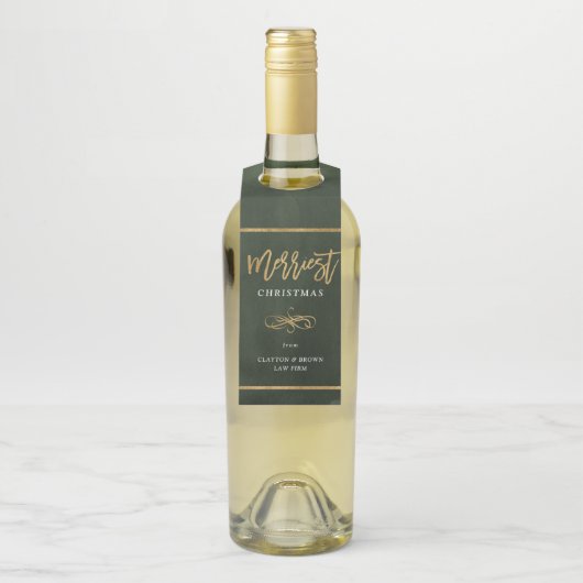 Faux Gold Foil Corporate Holiday Gift Flessenhanger (Op fles)