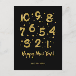 Faux Gold Foil Countdown Briefkaart nieuwjaar