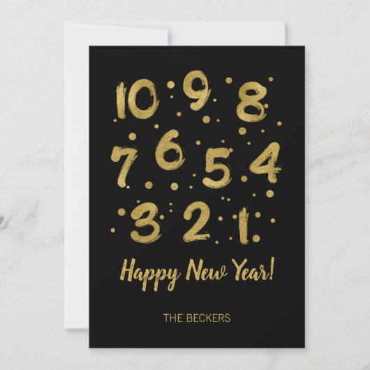 Faux Gold Foil Countdown New Year-kaart Feestdagenkaart (Voorkant)