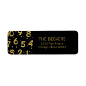 Faux Gold Foil Countdown New Year's Address Label (Voorkant)
