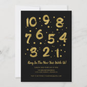 Faux Gold Foil Countdown New Year's Eve Party Kaar Kaart (Voorkant)