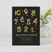 Faux Gold Foil Countdown New Year's Eve Party Kaar Kaart (Staand voorkant)