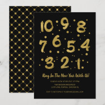 Faux Gold Foil Countdown New Year's Eve Party Kaar