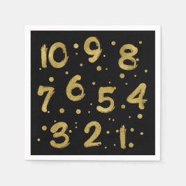 Faux Gold Foil Countdown New Year's Paper Napkins Servet