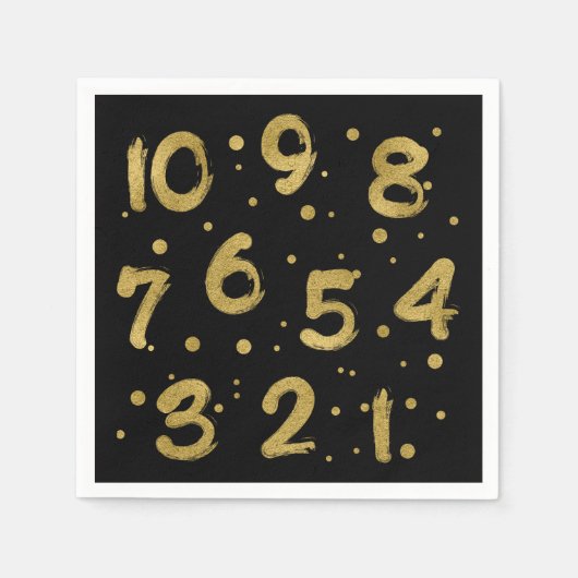 Faux Gold Foil Countdown New Year's Paper Napkins Servet (Voorkant)