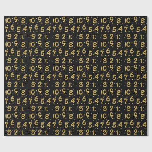 Faux Gold Foil Countdown New Year's Wrapping Paper Cadeaupapier (Vlak)