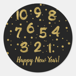 Faux Gold Foil Counting Happy New Year Sticker