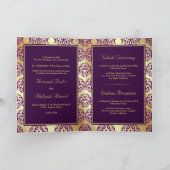Faux Gold Foil Dark Paars Damask Muslim Weduwschap (Binnen)