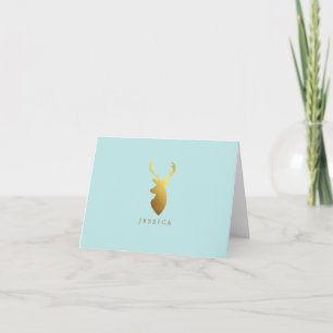 Faux Gold Foil Deer Head Notitiekaartje