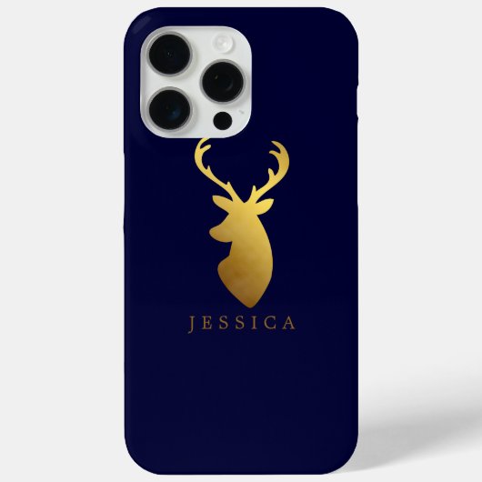 Faux Gold Foil Deer Head, speciaal gepersonaliseer Case-Mate iPhone Case (Achterkant)