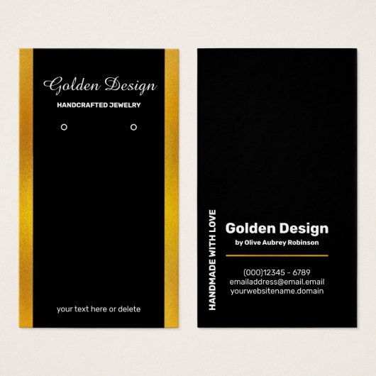 Faux Gold Foil Display Kaart - Zwart met Goud (Voorkant /achterkant)