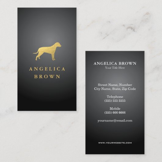 Faux Gold Foil Dog Visitekaartje (Voorkant / Achterkant)
