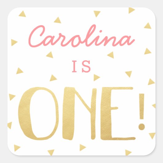 Faux Gold Foil Driehoeken 1e Verjaardag Stickers (Voorkant)