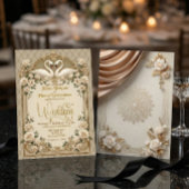 Faux Gold Foil Effect Baroque Swans Formal Kaart