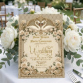 Faux Gold Foil Effect Baroque Swans Formal Kaart