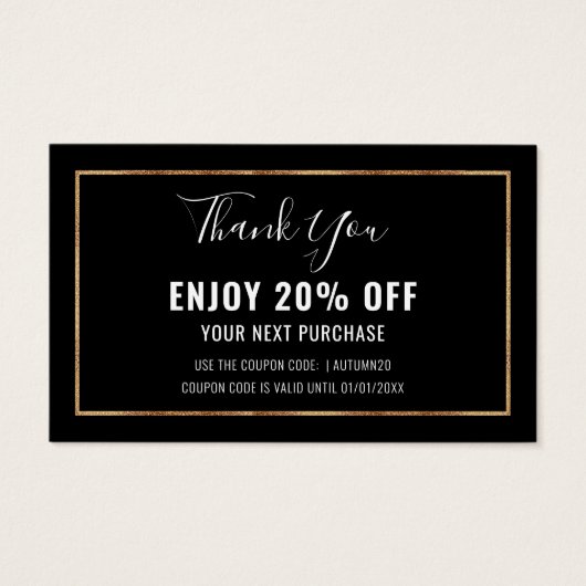 Faux Gold Foil Effect Lijst Discount Coupon Kaart (Voorkant)