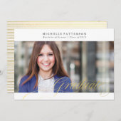 Faux Gold Foil Elegant Afstuderen Aankondiging (Voorkant / Achterkant)