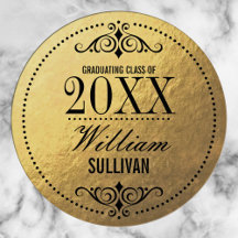 Faux Gold Foil Elegant Afstuderen Sticker
