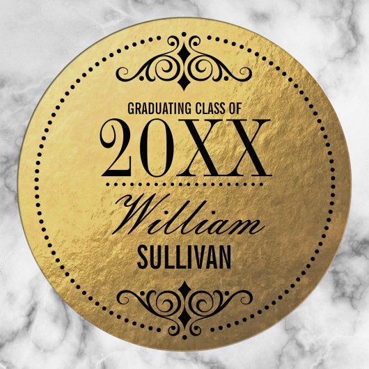 Faux Gold Foil Elegant Afstuderen Sticker