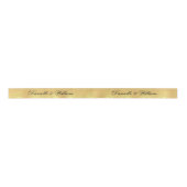 Faux Gold Foil Elegant Black Calligraphy Wedding Satijnen Lint (Voorkant)