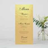 Faux Gold Foil Elegant Calligraphy Black Script Menu (Staand voorkant)