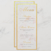 Faux Gold Foil Elegant Calligraphy White Marble Menu (Voorkant / Achterkant)