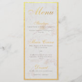 Faux Gold Foil Elegant Calligraphy White Marble Menu (Voorkant)