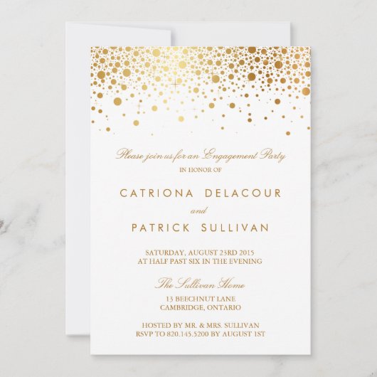 Faux Gold Foil Elegant Engagement Party - Uitnodig Kaart (Voorkant)