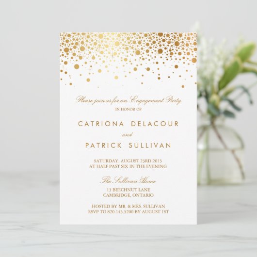 Faux Gold Foil Elegant Engagement Party - Uitnodig Kaart (Staand voorkant)