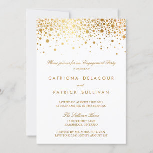 Faux Gold Foil Elegant Engagement Party - Uitnodig Kaart