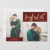 Faux Gold Foil Elegant Greetings Foto | Maroon Feestdagenkaart (Voorkant)