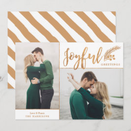 Faux Gold Foil Elegant Greetings Foto | wit Feestdagenkaart