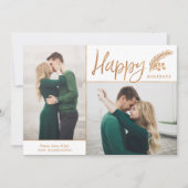 Faux Gold Foil Elegant Happy Photo | wit Feestdagenkaart (Voorkant)