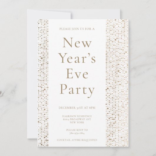 Faux Gold Foil Elegant New Years Eve Party Uitnodi Feestdagenkaart (Voorkant)