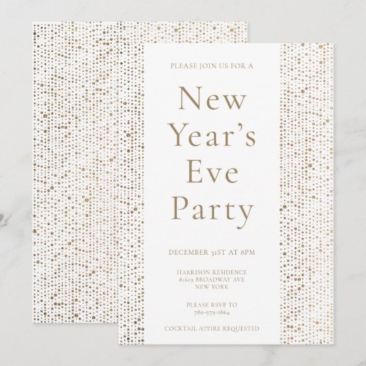 Faux Gold Foil Elegant New Years Eve Party Uitnodi Feestdagenkaart (Voorkant / Achterkant)