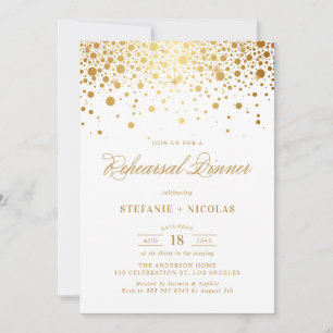 Faux Gold Foil Elegant Rehearsal Dinner Invitation Kaart