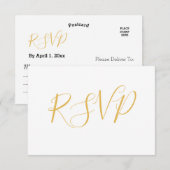 Faux Gold Foil Elegant | RSVP-Briefkaart voor brui RSVP Kaartje (Voorkant / Achterkant)