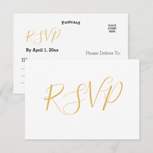 Faux Gold Foil Elegant | RSVP-Briefkaart voor brui RSVP Kaartje (Voorkant / Achterkant)
