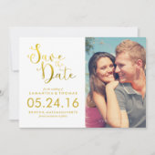 Faux Gold Foil Elegant Script Bewaar de datum Save The Date (Voorkant)