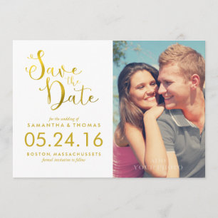 Faux Gold Foil Elegant Script Save the Date