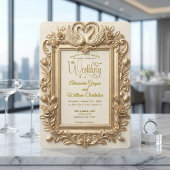 Faux Gold Foil Embossed Baroque Floral Wedding Kaart