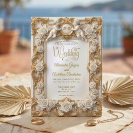 Faux Gold Foil Embossed Style Baroque Monogram Kaart
