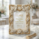 Faux Gold Foil Embossed Style Baroque Monogram Kaart
